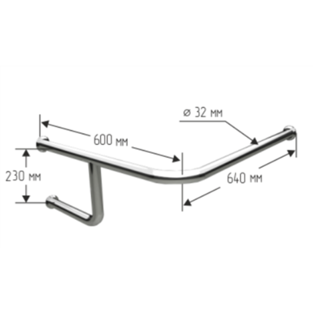 Поручень для угловой раковины настенный правый