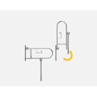 Поручень откидной с держателем для туалетной бумаги со складной опорой в пол