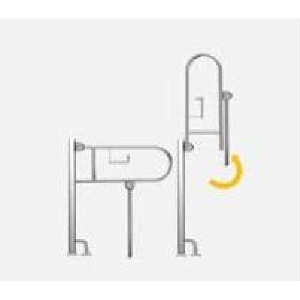 Поручень откидной с держателем для туалетной бумаги со складной опорой в пол с фиксатором